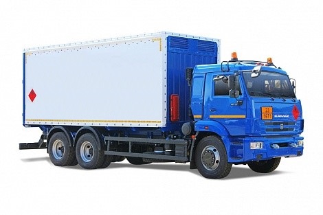Передвижной автомобильный газовый заправщик ПАГЗ-2500 с панелью управления и заправочной колонкой на базе шасси автомобиля КАМАЗ-65115